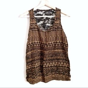 Forever 21 Brown and Black Tribal print top